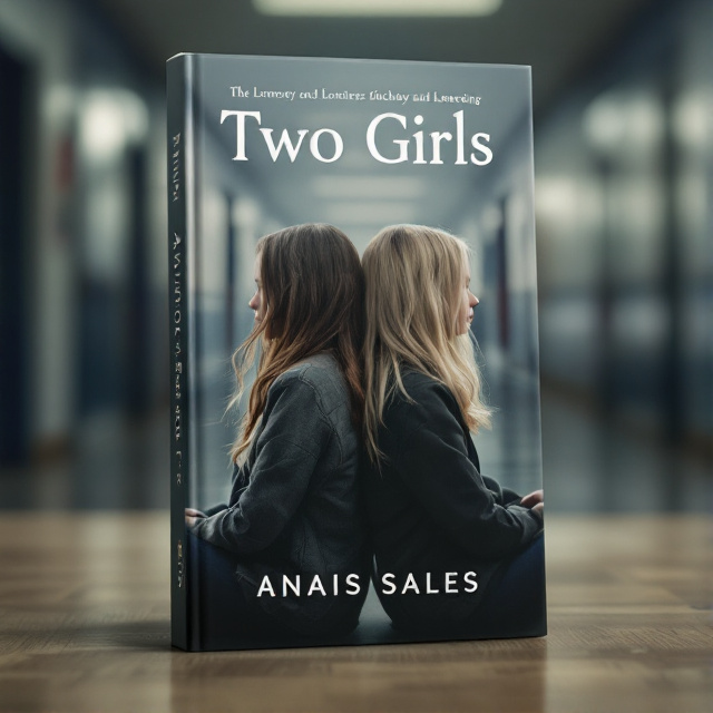The cover features a close-up shot of two girls sitting back to back, one with blonde hair and the other with brown hair. They are depicted in a somber mood, representing the emotion of loneliness. The background is a blurred image of a school hallway, subtly hinting at the setting of the story.