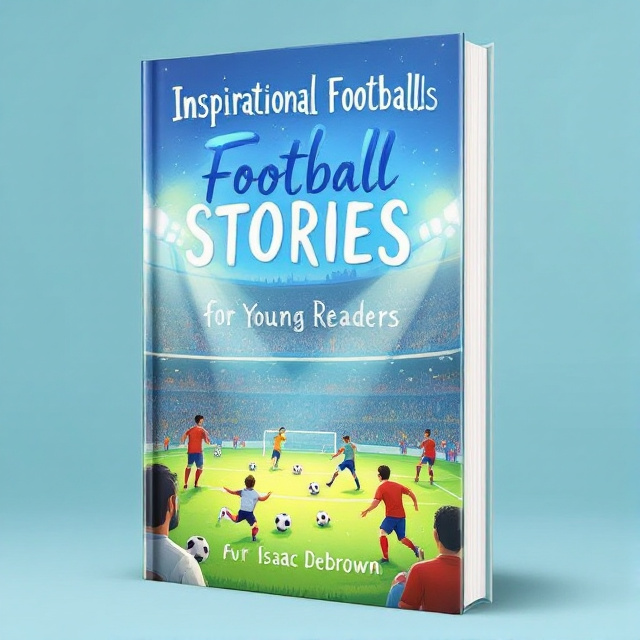 The cover features a dream-like illustration of football players playing in a stadium, surrounded by other players and objects from the story like footballs and the audience. The background is a soft blue gradient.