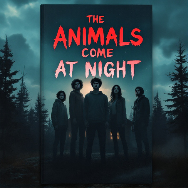 The cover features a group of five friends standing in the sky, hovering over a desolate and isolated house in a rural forest. Seiko, Asaka, Kevin, Faz, and Zuri are depicted with their distinct physical attributes and clothing styles. The overall tone is dark and eerie, with a sense of fear and anger in their expressions.