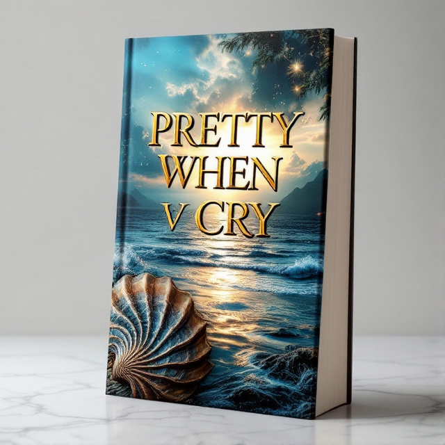 The cover features a mesmerizing image of a beautiful ocean sunset, with shades of blue, gold, and beige blending together in the sky and reflecting on the water. In the foreground, there is an intricately designed ocean shell, adding an element of mystery and fantasy to the cover.