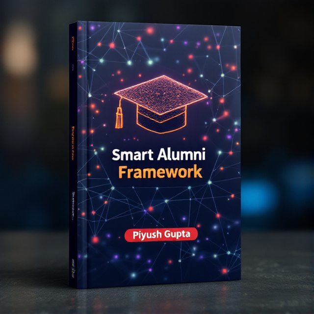 The cover features a close-up image of a graduation cap, symbolizing academia and education. Overlaying the image is a network of interconnected lines forming a web, representing the connections and network of alumni. The colors used are bold and vibrant, creating a visually appealing and eye-catching design.