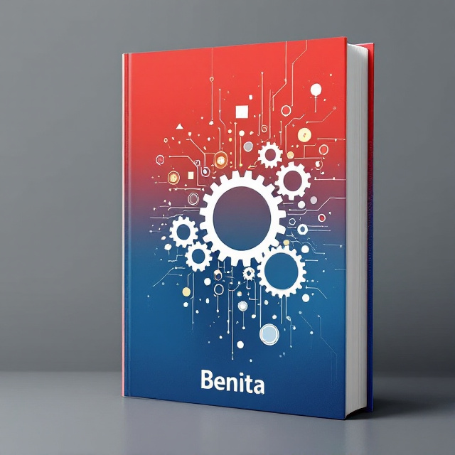 The cover design features a combination of red and blue colors in a gradient style, symbolizing the merging of human resources and digital artificial intelligence. The central focus is on a white silhouette of interconnected gears, representing the strategic development of human resources. Surrounding the gears are abstract representations of talents and skills, showcasing the theme of utilizing talent for sustainable performance.