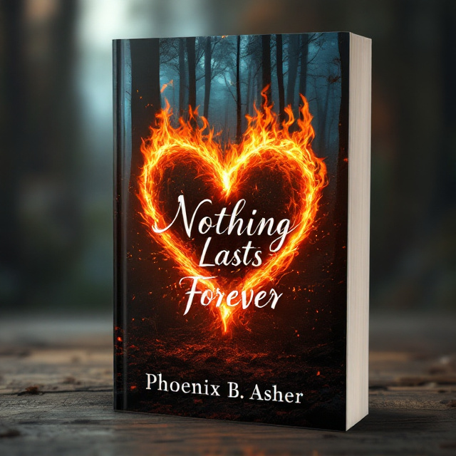 The cover features a close-up image of a burning heart surrounded by a dense forest. The flames engulfing the heart represent the intensity and passion of a love that cannot be extinguished. The forest symbolizes the obstacles and challenges the couple faces in their relationship.