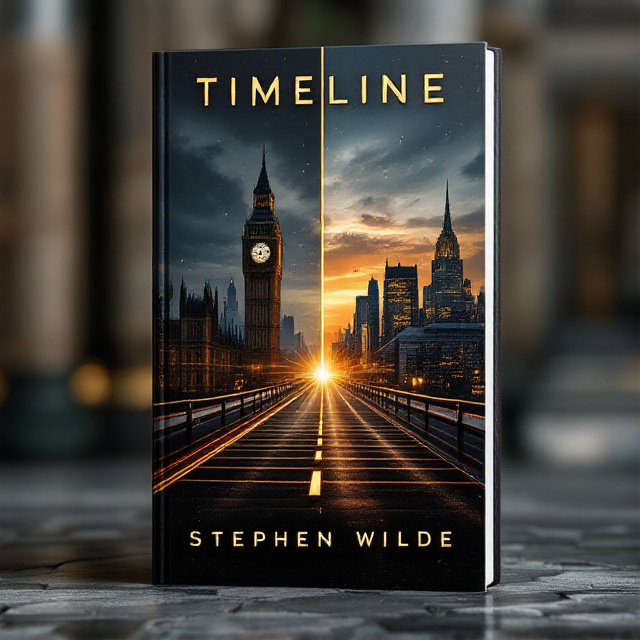 The cover features a split-screen layout, with the left side depicting the iconic landmarks of London, such as the Big Ben and Tower Bridge, while the right side shows the famous skyline of New York City. In the center, there is a dynamic image of the GMT line being moved from London to New York, symbolizing a shift in power and time. The overall color scheme is dark and intense, with hints of gold to evoke greed and money.