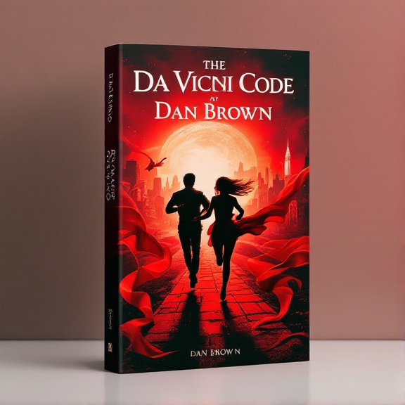 A vibrant red background with a gradient fading into darkness, representing the mysterious and dangerous elements of the book. In the center, two silhouetted figures are running, conveying the thrilling and romantic aspects of the story. Surrounding the figures, flowing red fabric symbolizes passion and intrigue. The cityscape in the background adds an urban atmosphere and connects to the book's setting.