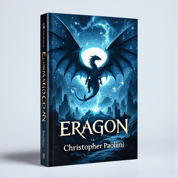 The cover showcases a majestic dragon soaring over a mystical landscape. The dragon is depicted in vivid detail, with its wings spread wide and scales shimmering in the moonlight. Around the dragon, ancient ruins are seen, covered in magical symbols that glow with an otherworldly light. The overall color palette is dominated by midnight blue, creating a sense of mystery and enchantment.