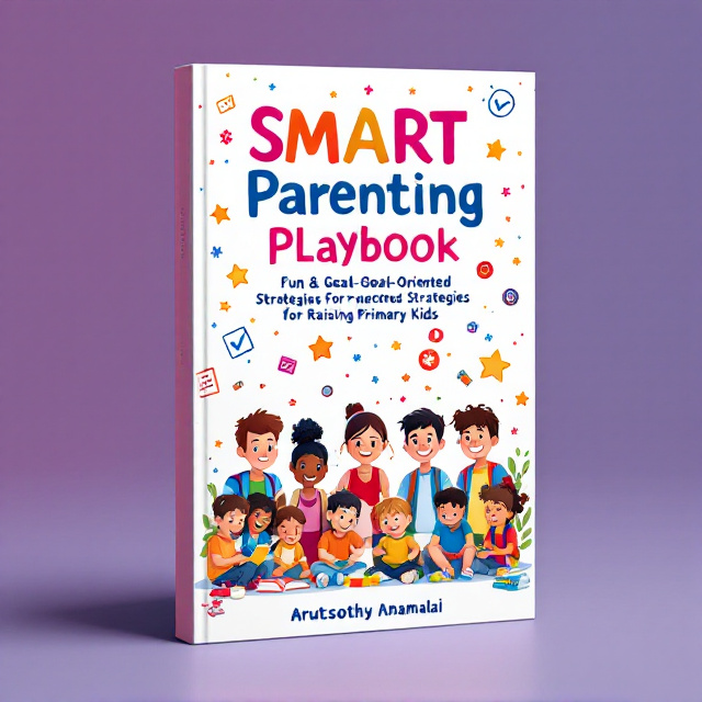 The cover features a group of diverse primary school children engaged in different activities, such as playing, reading, and exploring. There are colorful illustrations of checklists, stars, and badges scattered around, symbolizing structured activities, skill development, and reward systems. The background is bright and cheerful, incorporating elements like toys, books, and nature, creating a sense of fun and learning.