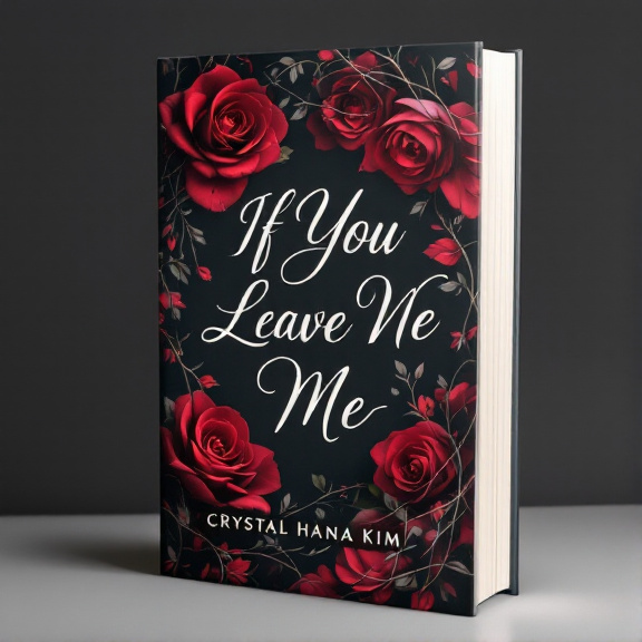 A close-up photograph of intertwined crimson roses with delicate vines wrapping around the title "If You Leave Me" in a flowing and elegant font.
