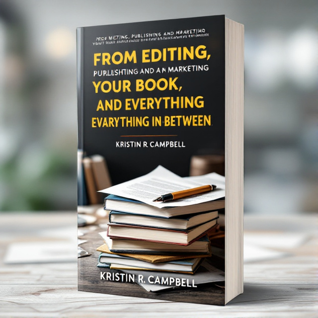 The cover features a close-up image of a stack of books, with a pen resting on top and sheets of paper scattered around. The image is vibrant and full of energy.