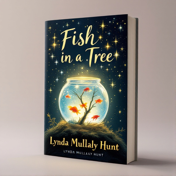 A glowing fish bowl in the center of the cover, surrounded by floating stars and magical symbols. The fish bowl has a mysterious aura, with the fish inside radiating a soft glow.