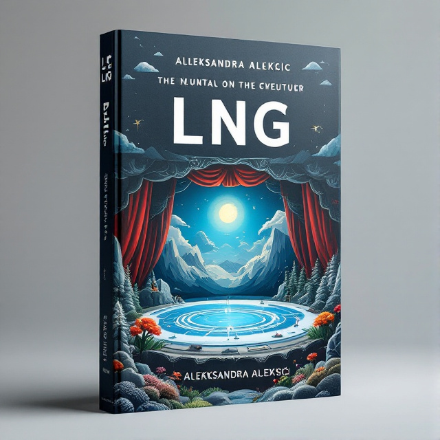 The cover features an image of the Arctic circle as a theatre stage, with a marionette representing the human impact on the environment. The backdrop showcases natural gas reserves and ecological elements.