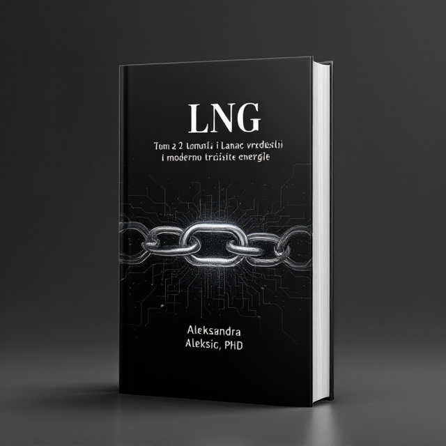 The cover features a minimalist design with a black background. In the center, a chain is depicted, symbolizing the concept of a chain of values and the interconnectedness of the modern energy market. The chain is surrounded by a network of pipelines, representing the distribution of natural gas. The overall image creates an interesting and visually appealing scene.