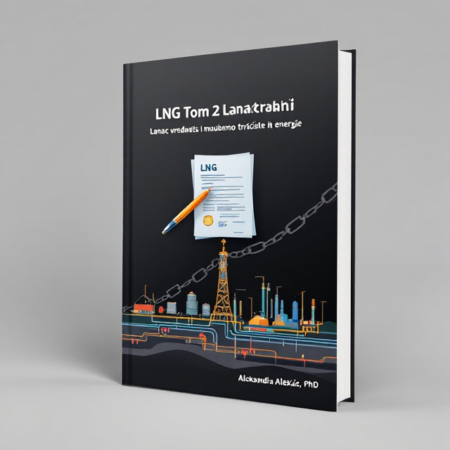 The cover features a black background with a chain motif running diagonally across the cover. At the bottom, there is an illustration of a gas well connected to a peak shave storage facility by a chain of pipelines. Above the illustration, there is a signed contract displayed with a pen on top.