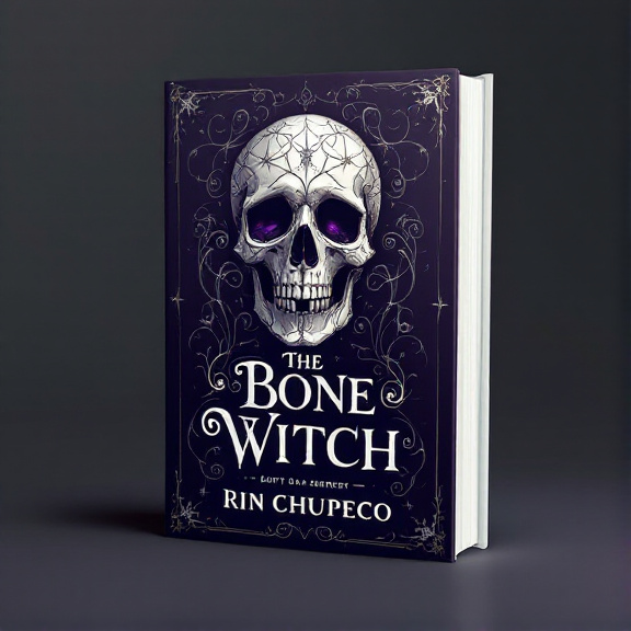 The central focus of the cover is a beautifully illustrated skull, intricately detailed and surrounded by swirling magical patterns that create a sense of depth and enchantment. The skull is placed against a dark purple background, adding to the mysterious and dark fantasy atmosphere of the book.