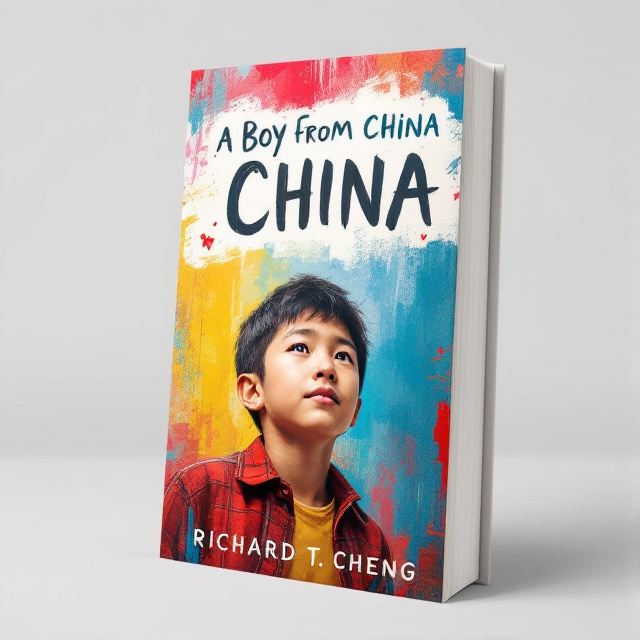 The cover features a close-up image of a young boy from China, looking determined and hopeful. The background is a mix of vibrant colors, representing the author's journey from a difficult past to a successful future.