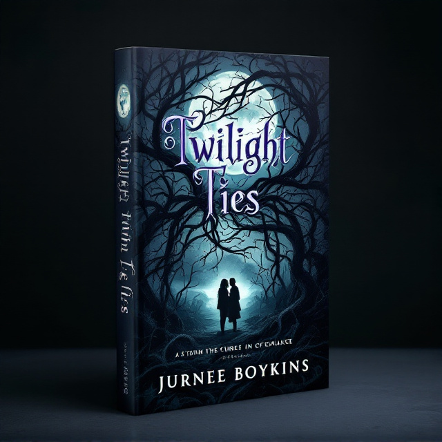 The cover features a mysterious, dark background with a subtle texture. In the center, there is an intricate illustration of a twisted, thorny vine, representing a curse or nightmare. At the top, there is a moonlit sky peeking through the branches, symbolizing the romance aspect. A silhouette of two figures is visible, portraying love and protection.