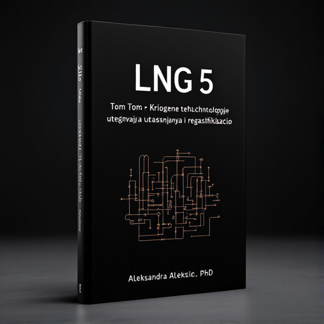 A black background with a central visual element of a cascade cryogenic gas liquefaction process. The typography of the book title is bold and centered, creating a striking focal point.