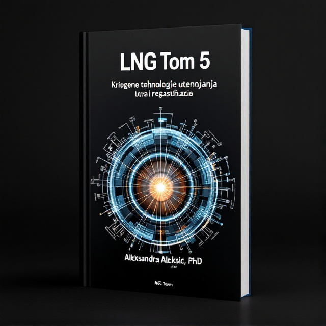The cover features a close-up image of a cryogenic LNG turbo compressor, with the Joule Thompson diagram overlaid on top. The image is centered and fills the majority of the cover, creating a bold and impactful visual. The background is a solid black color, creating a stark contrast with the compressor image.