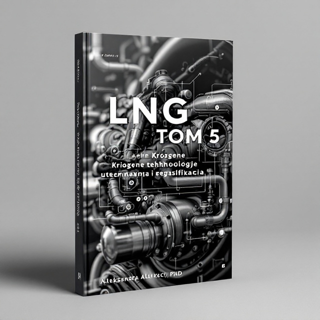 The cover features a close-up image of a cryogenic turbo machine, with a process flow diagram overlayed on top. The image is in black and white, with high contrast to emphasize the intricate details of the machinery.