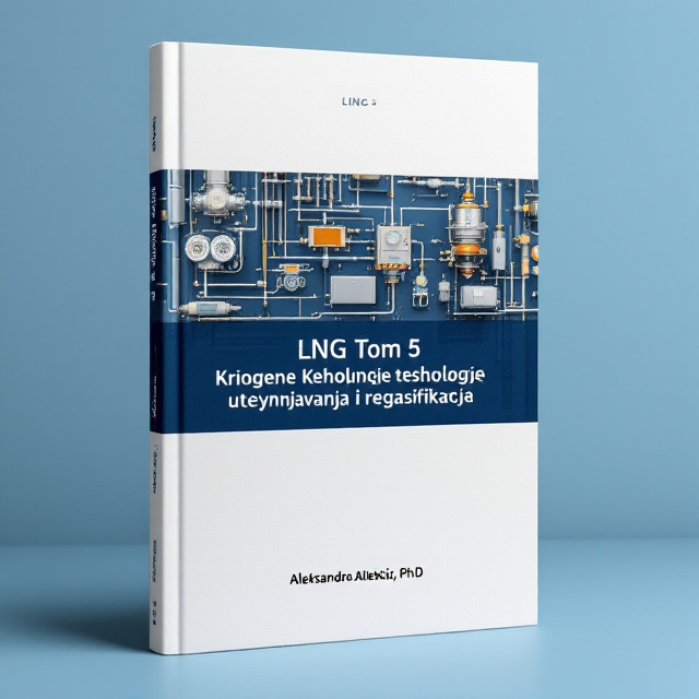 The cover design features a close-up image of a process flow diagram of LNG liquefaction technology, with a prominent Joule Tompson valve and cryogenic turbo machine. The image is placed in the center of the cover, creating a focal point and capturing the reader's attention.