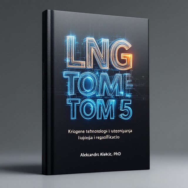The cover features a close-up image of the first cryogenic natural gas liquefaction machine, showcasing its intricate details and technical aspects. The image is centered and fills the majority of the cover, creating a visually striking focal point. The background is kept minimalistic, with a gradient from deep black to dark gray, adding depth and sophistication to the design.
