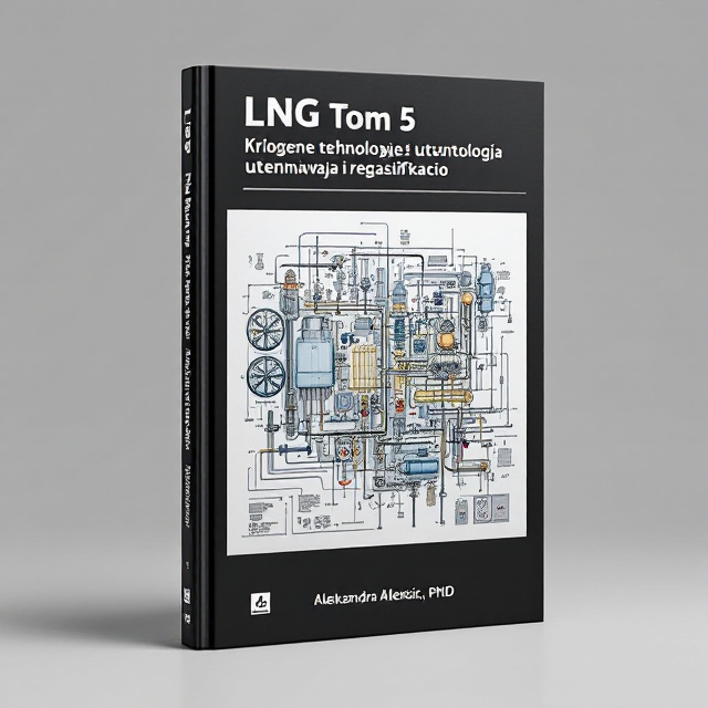 A black cover with a large, schematic diagram of a cryogenic natural gas liquefaction machine placed in the center. The diagram should be detailed and visually striking, showcasing the intricate components and processes involved in liquefaction. The background should be minimalistic and clean, allowing the diagram to take center stage.