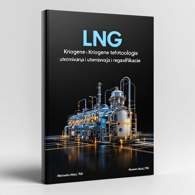 A close-up image of a sophisticated natural gas liquefaction machine is featured on the cover against a completely black background. The machine is positioned at an angle to create depth and interest.