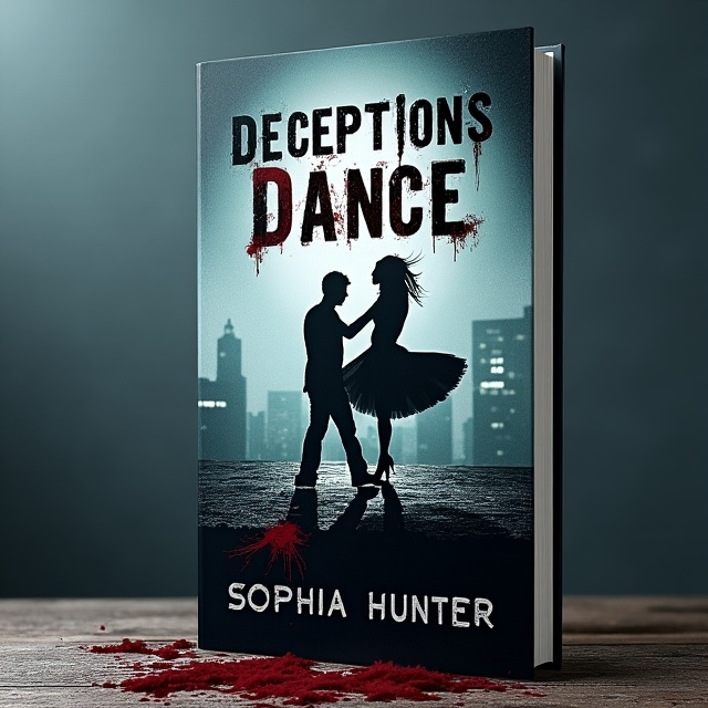 The cover features a dark, atmospheric cityscape with a rooftop in the foreground. On the edge of the rooftop, two silhouetted figures are dancing, creating a sense of danger and intrigue. Blood splatters are scattered around them, adding to the eerie atmosphere.