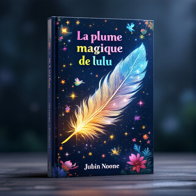 The cover design features a magical feather floating in mid-air, surrounded by vibrant and colorful illustrations of various magical creatures. The feather is depicted with sparkling and glowing details to create a sense of wonder and enchantment.
