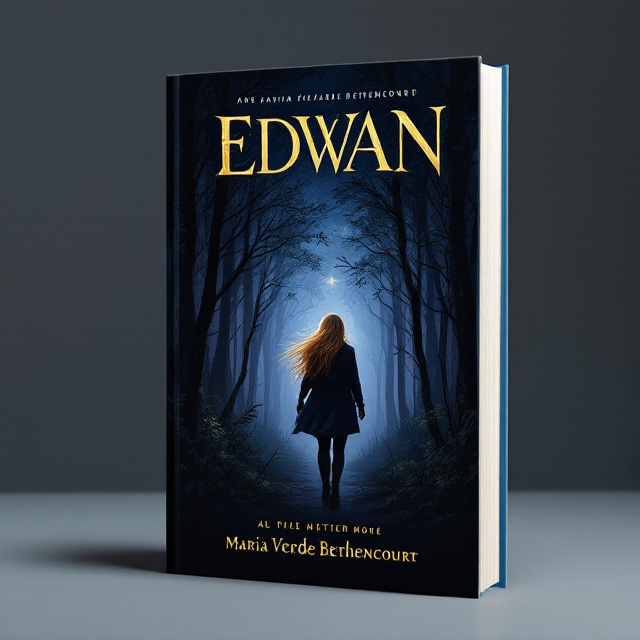 The cover features a dark blue background that fades into a purplish hue at the edges, creating a mysterious and atmospheric feel. In the center, a silhouette of a person with flowing golden hair is seen moving among the trees in a forest. The person is depicted in a cautious and stealthy pose, conveying the emotion of distrust and the sense of danger. The forest is depicted with lush green trees and leaves, adding a touch of the fantasy genre.