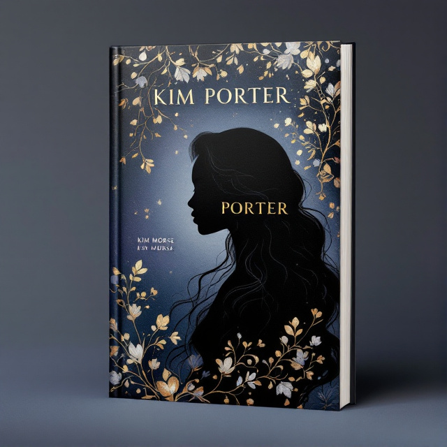 The cover features a black silhouette of a graceful African-American woman's side profile with long flowing hair. The silhouette is surrounded by gentle abstract floral patterns in gold and silver, adding richness and elegance to the design. The background is a soft gradient in deep blues and purples, creating a sense of mystery and depth. Subtle light and shadow effects are used to add depth and intrigue to the overall composition.