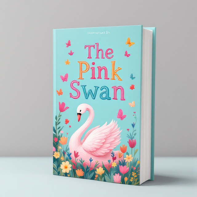 The cover features a playful illustration of a pink swan surrounded by colorful flowers and butterflies. The swan is depicted with a happy expression and its wings spread out.