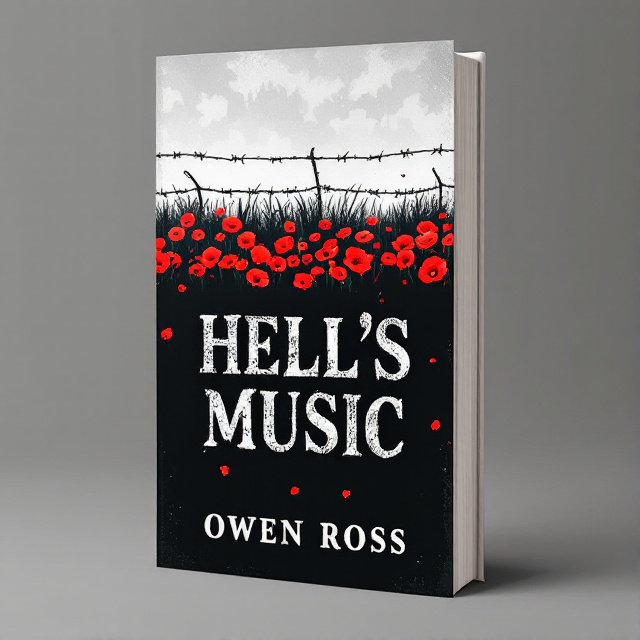 The cover features a black background with a barbed wire fence depicted horizontally across the middle. On the top half of the cover, there is an illustration of red poppies scattered on a battlefield.