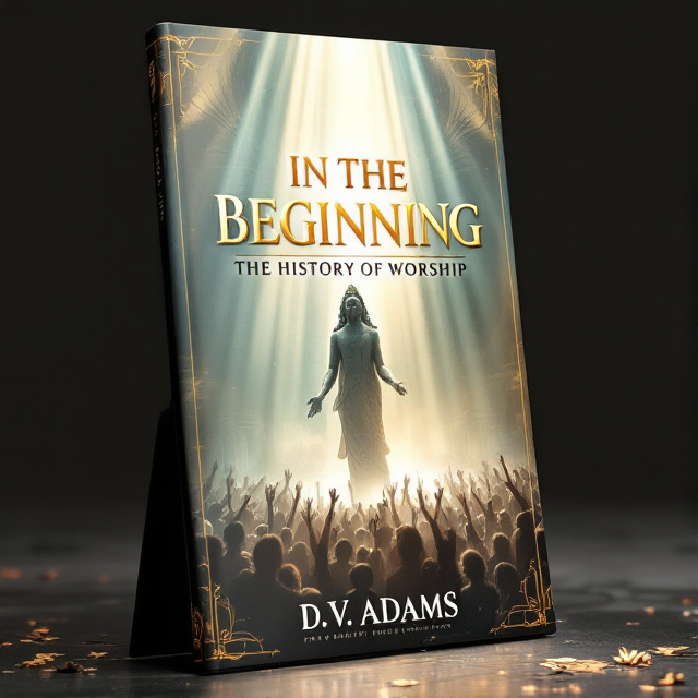 The cover features an ancient statue of a deity in the foreground, with rays of light shining down on it. In the background, there is a crowd of people gathered in a place of worship, with their hands raised in worship. The overall style is ethereal and mystical, with a color palette of gold, blue, and white.