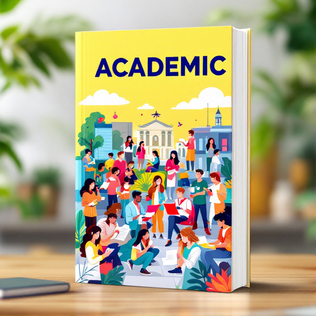The cover features a vibrant and joyful illustration of a group of diverse students engaged in academic activities, such as studying, experimenting, and working together. The illustration is set against a backdrop of a modern university campus, symbolizing the book's focus on academic success and achievement. The overall visual style is lively and dynamic, with bold colors and clean lines.
