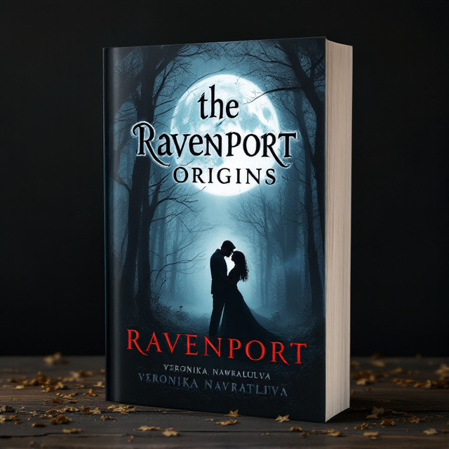 The cover features a dark and mysterious forest scene set in Ravenport, North Carolina. In the foreground, there is a couple locked in a passionate embrace, representing the romance aspect of the book. Above them, a full moon casts an eerie glow, hinting at the supernatural elements. The overall visual style is atmospheric and captivating.