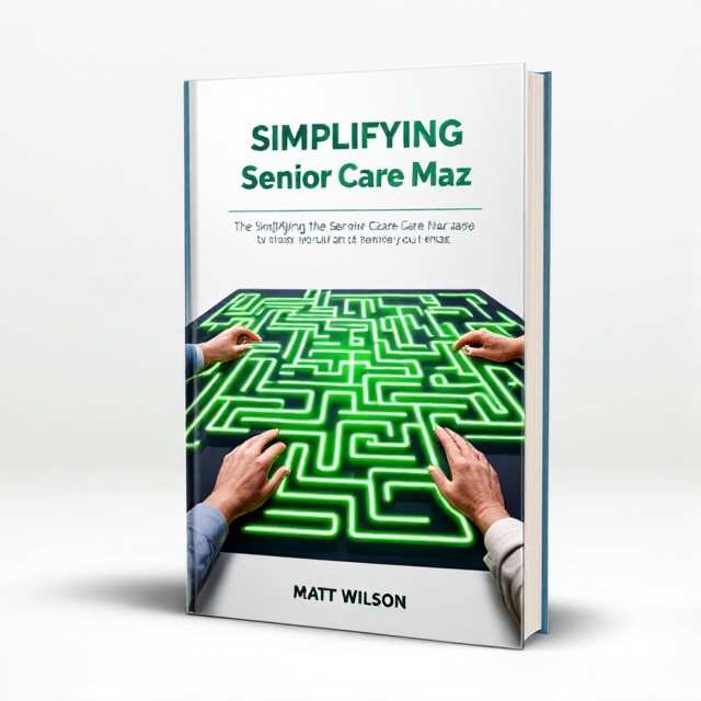 The cover features a visually appealing neon green maze, with clear pathways leading to a central point. The maze is surrounded by comforting and confident imagery, such as a caregiver's hand holding a senior's hand, symbolizing reassurance and support.