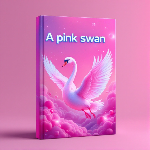 The cover features a vibrant pink background with a stunning illustration of a majestic swan flying across the sky. The swan is surrounded by futuristic elements like glowing orbs and geometric shapes, adding a touch of science fiction to the design.