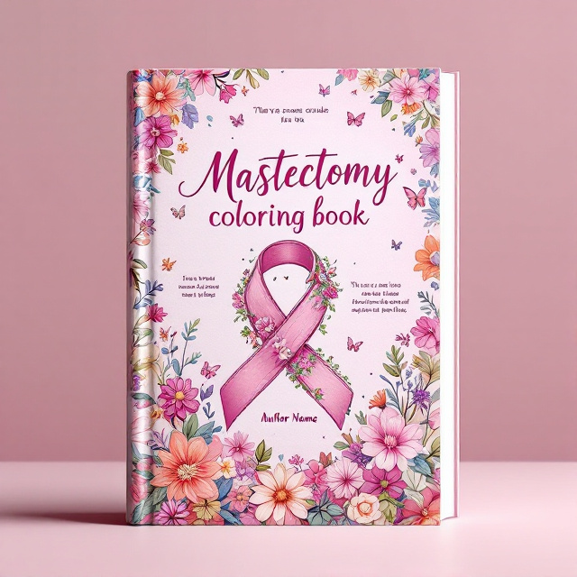 The cover features a vibrant pink background with a delicate floral pattern. In the center, there is a butterfly, symbolizing transformation and grace. The pink ribbon, representing breast cancer awareness, intertwines with the butterfly's wings. Inspirational quotes are scattered throughout the cover, surrounded by colorful flowers, giving it a girly and uplifting feel.