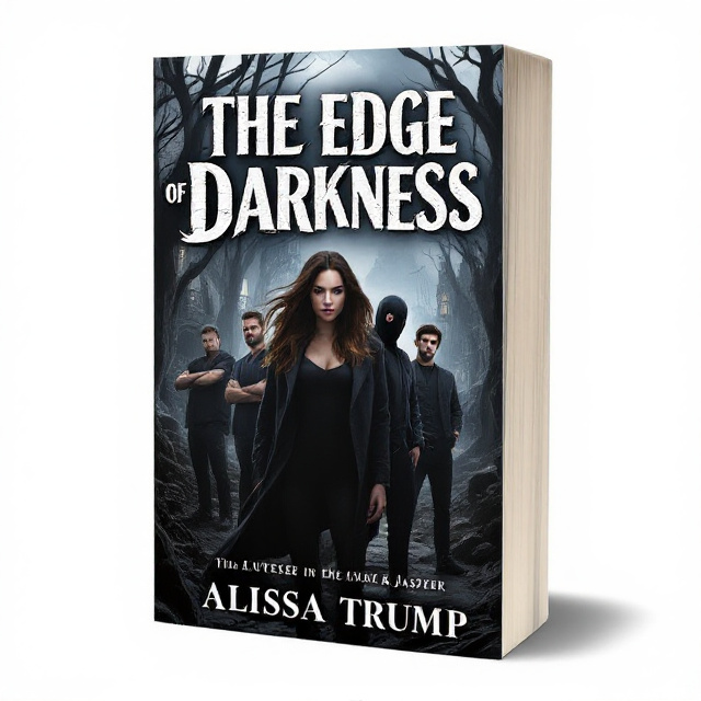 The cover features a shadowy, foreboding landscape with twisted trees and crumbling buildings, creating a dark and mysterious atmosphere. Positioned slightly off-center is Adira, the main character, depicted in a dynamic pose with flowing chocolate brown hair. Behind her stands Malik, The Overseer, wearing a dark coat and a black mask that partially obscures his face. In the background, Lucas leans against a wall with a smirk while Jasper appears more serious, both showing their protective nature towards Adira.