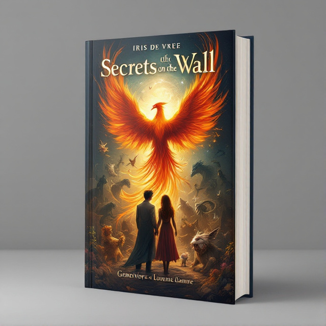 The cover features a captivating painting of a phoenix, with Genevieve and Louanne standing in front of it. Waffles, the shapeshifting creature, is also depicted in different forms surrounding the sisters. The background is filled with other mythical creatures and elements from the fantasy world.