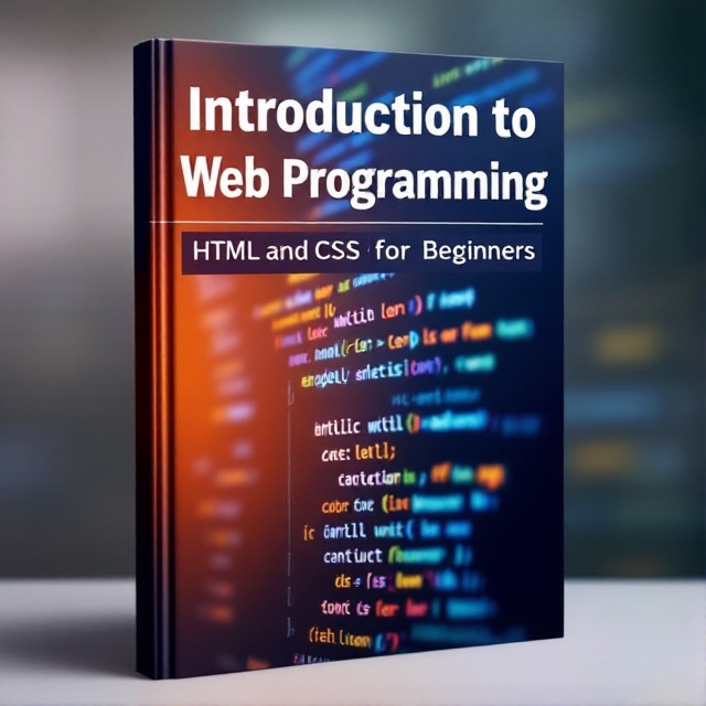 The cover features a close-up image of a computer screen displaying lines of HTML and CSS code, with a gradient background transitioning from vibrant orange to deep blue. The title is prominently displayed in bold white font at the top, with the subtitle beneath it in a smaller font.