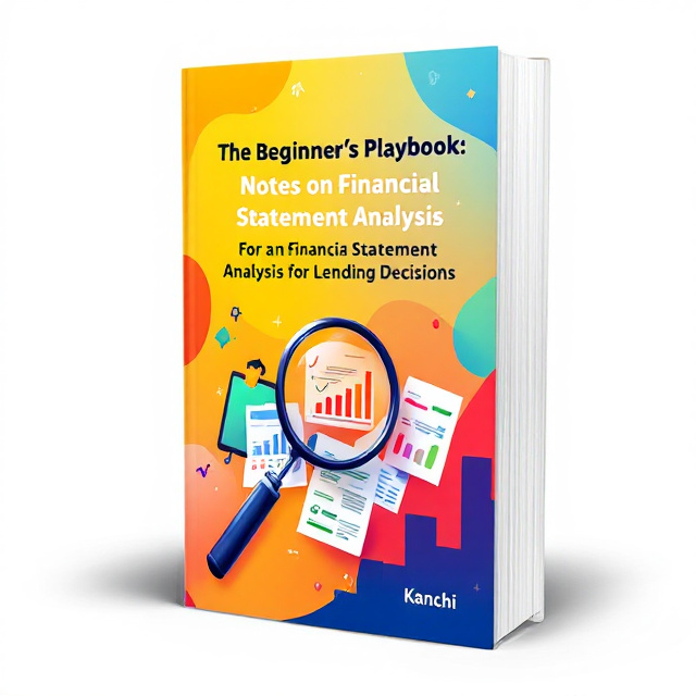 The cover features a dynamic illustration of a magnifying glass analyzing financial statements on a vibrant background. The title is prominently displayed at the top, with the author's name shown below it. The image and text are carefully balanced to create an appealing and clear design.