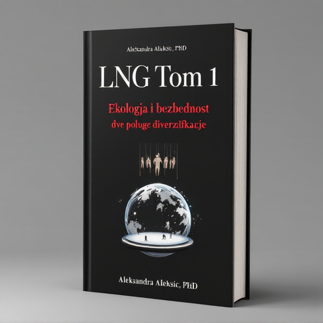 The cover features a minimalist design with a black background. In the center, an Arctic circle is depicted, representing the theme of the book. On top of the Arctic circle, there is a theatre stage, symbolizing the idea of a performance or show. Above the stage, marionettes are positioned, representing manipulation and control. These elements are juxtaposed to convey the concepts of ecology and security, which are the main subjects of the book.