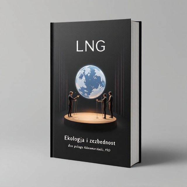 The cover design features a minimalist style with a matte black background. In the center, there is an Arctic circle symbolizing the ecological aspect of the book. Above the Arctic circle, there is a theater stage, representing the concept of performance and manipulation. Marionettes are placed on the stage, further emphasizing this theme. The theater set design includes elements of global warming, such as melting glaciers. The overall design is clean, with sharp lines and simple shapes, creating a visually appealing and intriguing composition.