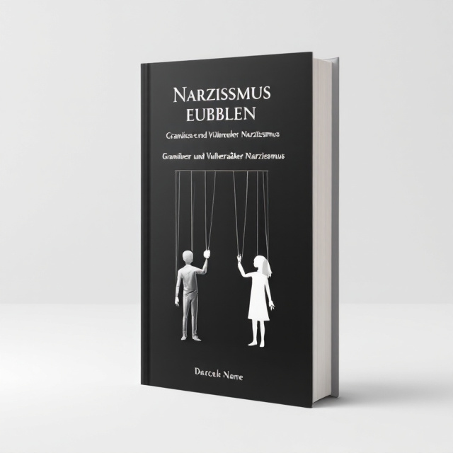 The cover features a black and white color scheme, with a black silhouette standing on the left side and a white silhouette standing on the right side. Each silhouette is holding a puppet, symbolizing control. The puppets have strings attached to them, emphasizing manipulation.