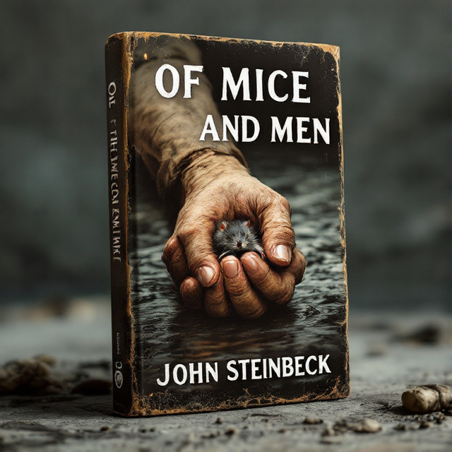 The cover features a close-up image of a worn and weathered hand gripping a small mouse, representing the metaphorical struggle for power and survival. The hand is set against a backdrop of a dark and desolate riverbed, symbolizing the harsh and unforgiving setting of the story.