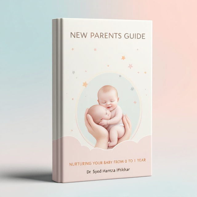 The cover features a soft pastel background in baby blue, pink, and light cream. In the center, there is a gentle illustration of a parent holding a baby, symbolizing care and protection. The baby's expression is serene, with soft curves and rounded edges to evoke warmth. Subtle baby-related elements, like small toys and stars, are integrated into the background, adding a touch of whimsy.