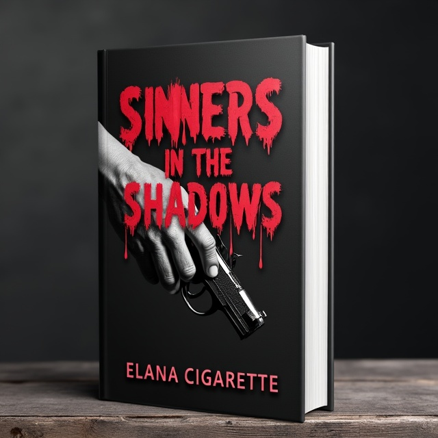 The cover features a close-up image of a hand holding a gun, with blood dripping down the fingers. The image is in black and white, with the blood stains emphasized in red.