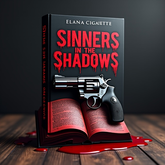 The cover features a close-up image of a handgun sitting on top of an open bible, both placed within a pool of blood. The red and black colors dominate the cover, creating a sense of darkness and danger.